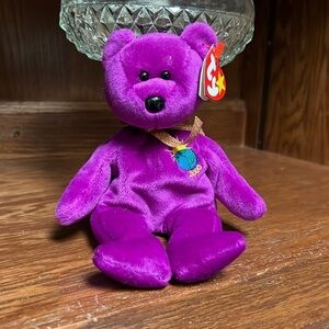 Ty Beanie Babies Millennium Bear Plush Toy - Purple